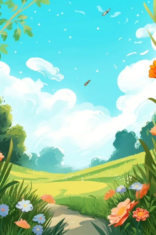 晴天草地蔚蓝天空背景图(896x1344)