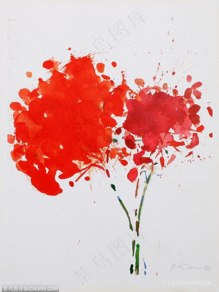 水墨花束插画