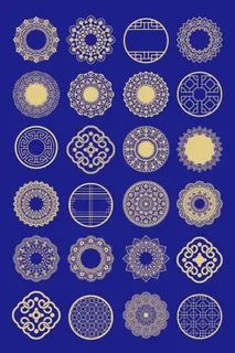 矢量中式圆形花纹图形