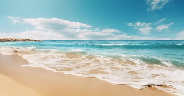 沙滩旁边的一大片水域的照片极简主义蔚蓝的水波海浪海洋的摄影图