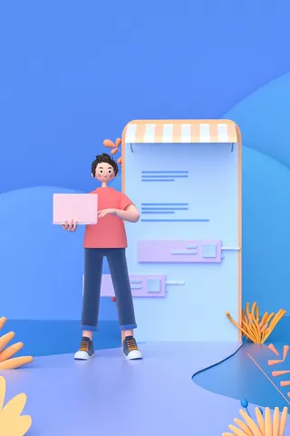 三维c4d人物形象蓝色商务风