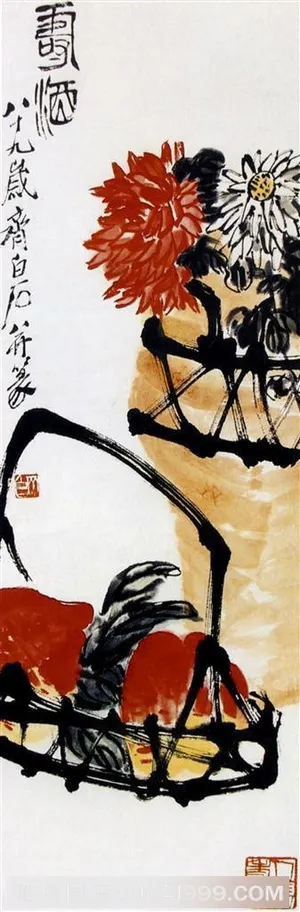 国画名家作品-齐白石的寿酒 国画名家作品-齐白石的寿酒