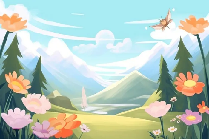 草地音乐天空可爱背景(1344x896)