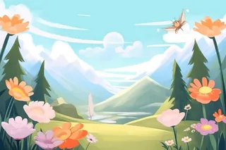 草地音乐天空可爱背景