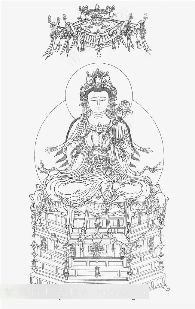 高清黑白线笔佛像素材图片