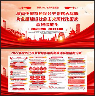 高举中国特色*伟大旗帜党建展板