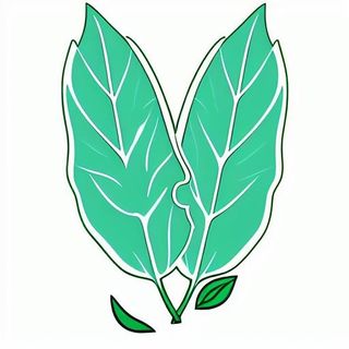 2片叶子手绘卡通png免抠