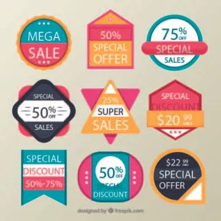 免抠创意拼色促销标签