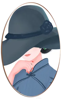 旗袍美女椭圆灰色帽子美女