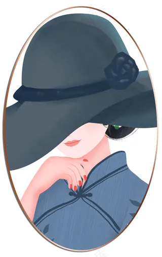 旗袍美女椭圆灰色帽子美女
