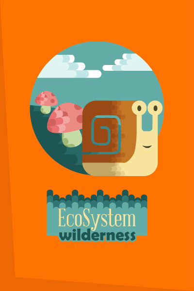 自然风景动物植物扁平矢量插画