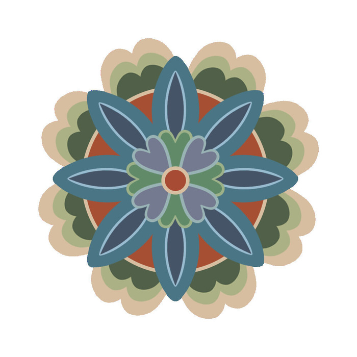 复古中式国潮风敦煌花纹装饰图案花卉藻井肌理圆形边框素材