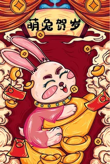 简约兔年大吉新年春节新春海报