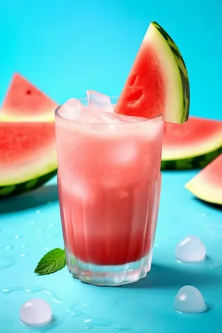 西瓜汁清爽薄荷背景