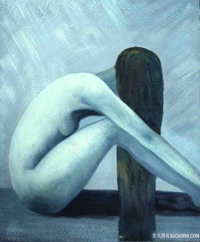 长发美女裸背艺术油画装饰画