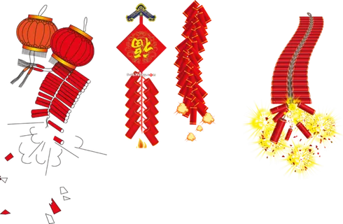 红色烟花爆竹免扣素材