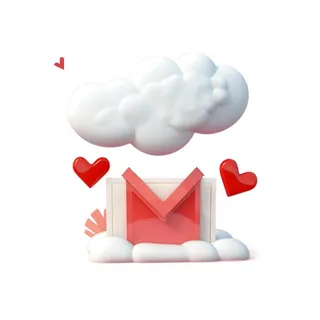 爱心白云信封情人节免抠