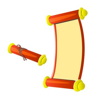 复古中国风卷轴元素手绘画轴文本标题框PSDAI素材模板png免扣图