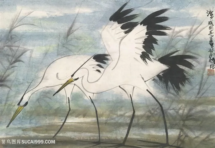 林风眠水墨仙鹤艺术画