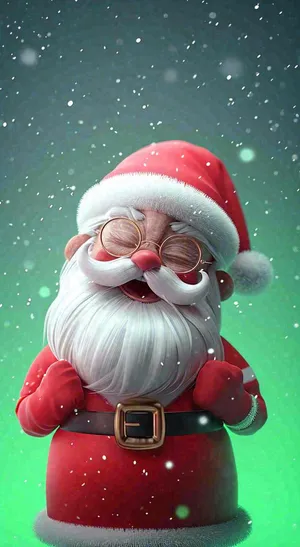 可爱圣诞老人圣诞节冬天下雪