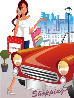 购物女郎开车