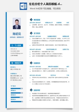 左右分栏个人简历模板.doc预览图