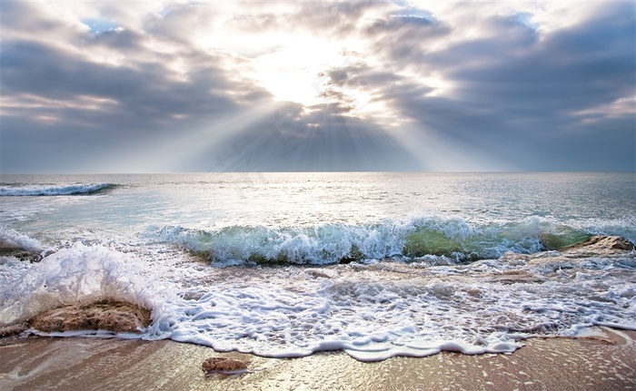 唯美蓝天海滩景色