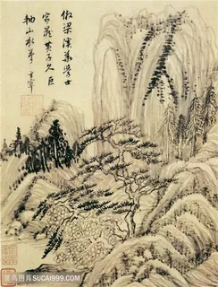 中国风界画水墨仿古山水图 中国风界画水墨仿古山水图
