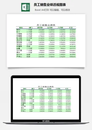 员工销售业绩透视图表excel模板