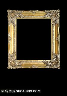 单色背景油画框金色2