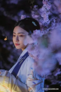 夜半时分梨花写真古装美女摄影图片