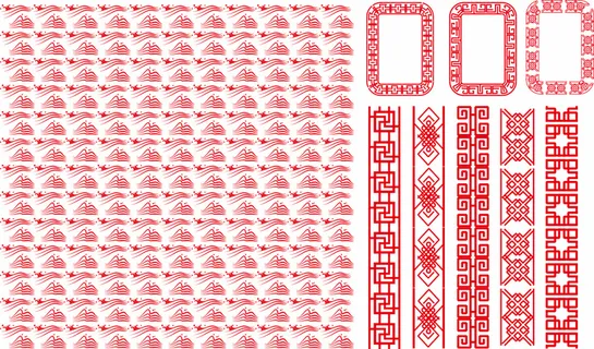 矢量中式花纹边框