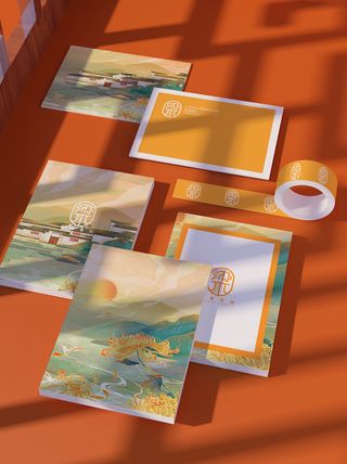 高端文创样机素材产品中国风国潮logo礼盒包装VI智能贴图PSD模板