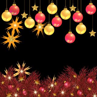 圣诞节红色松枝装饰品边框