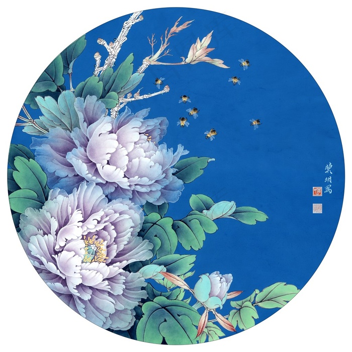 紫韵融春牡丹国画