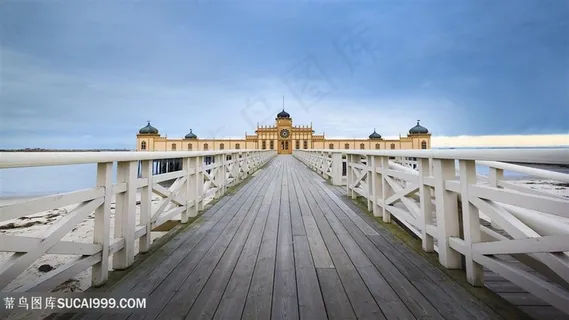 木桥建筑美景壁纸