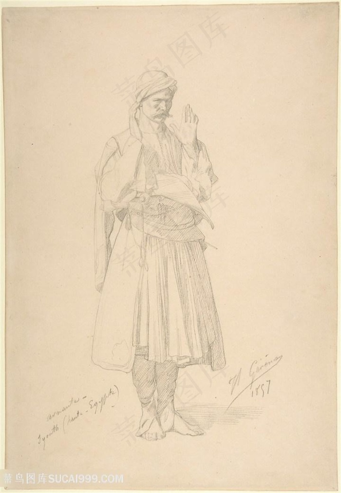 杰罗姆素描时尚手绘男士插画