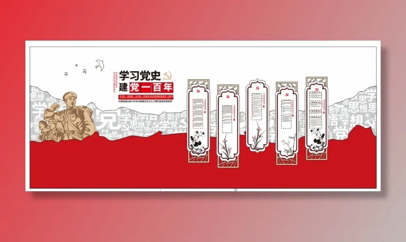 党建党史文化墙源文件CDR平面效果图cdr矢量模版下载