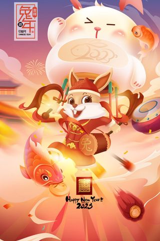 2023兔年新年春节海报
