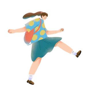 开学季扁平人物彩色元素组合