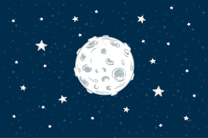 可爱卡通蓝色星空天空宇宙太空星球月球星星背景