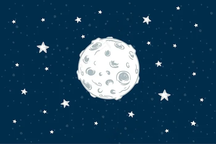 可爱卡通蓝色星空天空宇宙太空星球月球星星背景