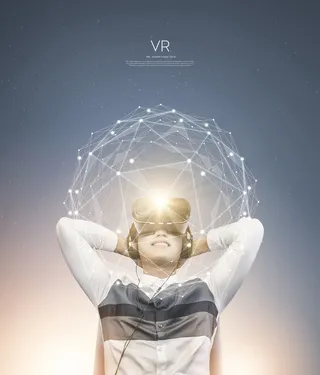 虚拟体检男孩星球太空VR海报