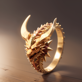 金色龙头龙纹戒指插画