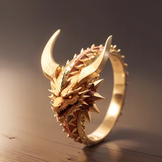 金色龙头龙纹戒指插画
