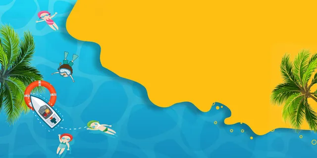 卡通海边风光PSD素材