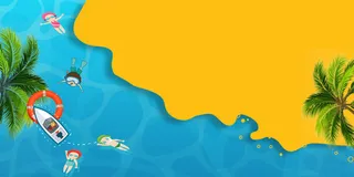 卡通海边风光PSD素材