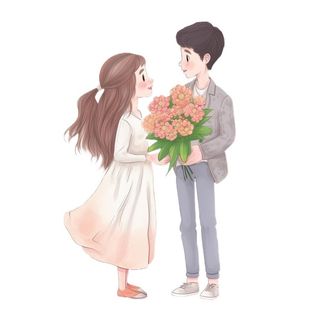 520情人节情侣拥抱花人物免抠