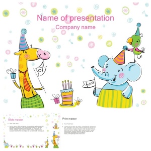 卡通动物生日幻灯片模板预览图