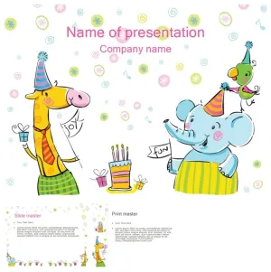 卡通动物生日幻灯片模板预览图
